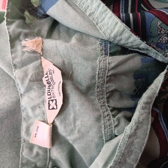 Medium Vintage Boho Belted Top Loubella Extendabes Tunic Blouse Mint Green 1970s - Picture 10 of 11